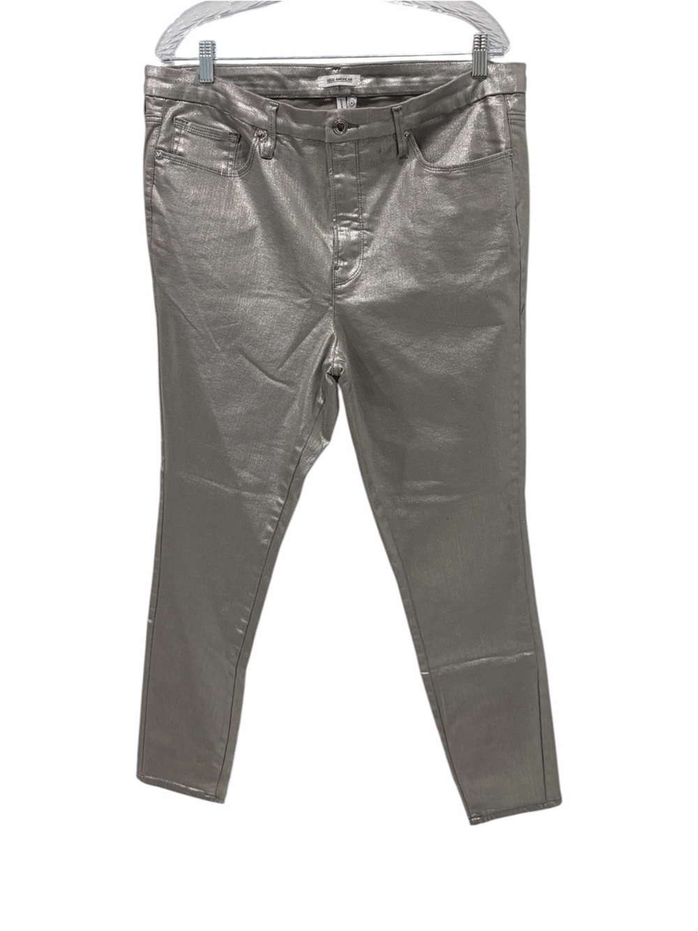 Good American Metallic Silver Skinny Jeans